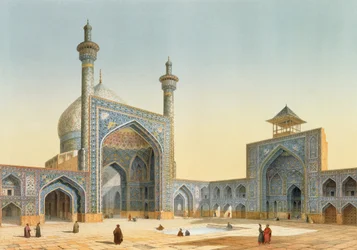 Veduta del cortile del Mesdjid-i-Shah, Isfahan, da «Monumenti moderni della Persia», inciso da Bachelier, 1856